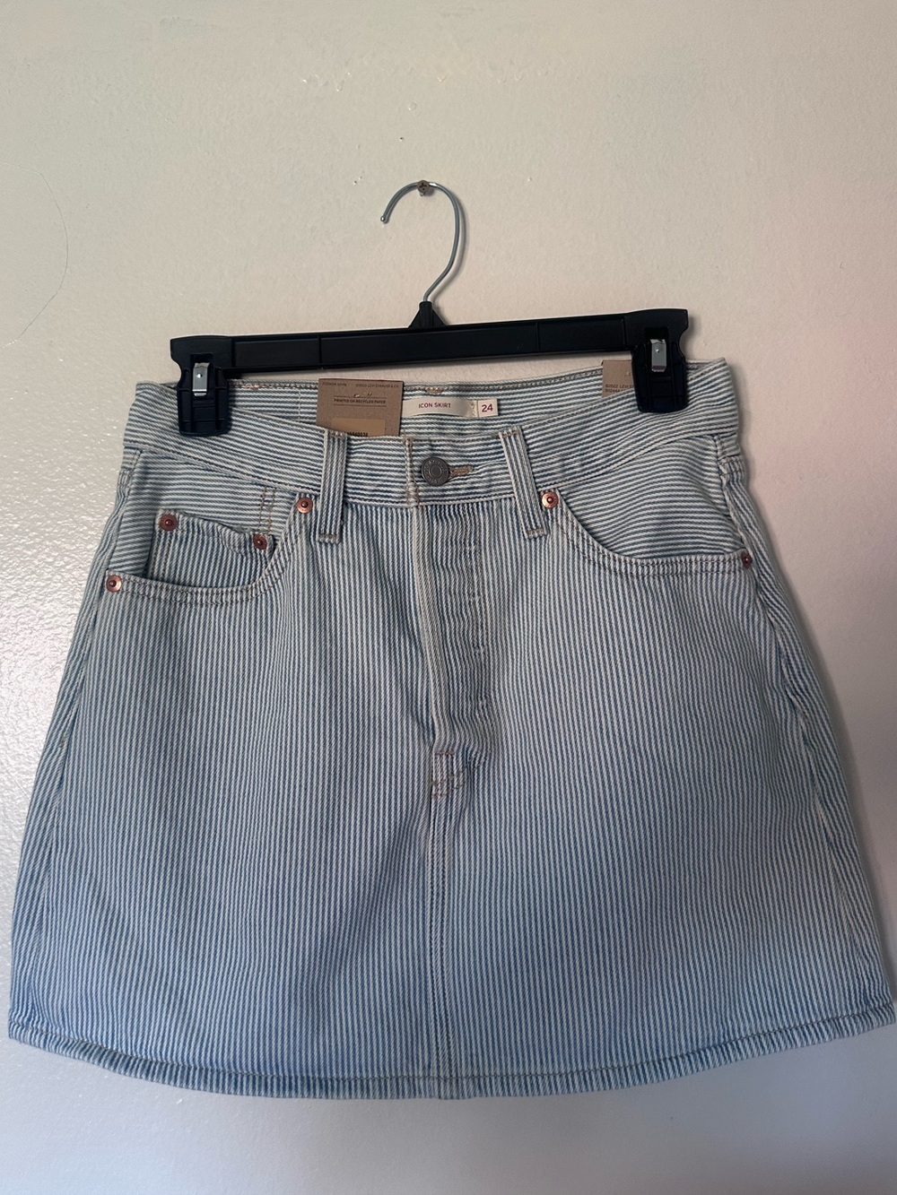 Levi's Blue & White Striped Denim Skirt